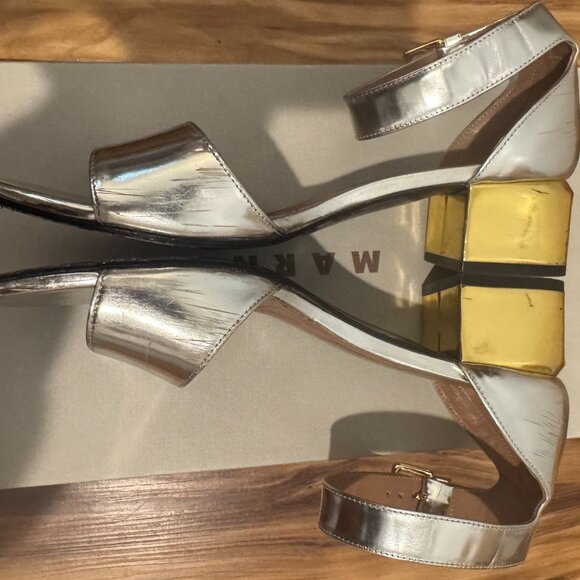 Marni, 38.5, Silver + Gold Sandal - Picture 6 of 8